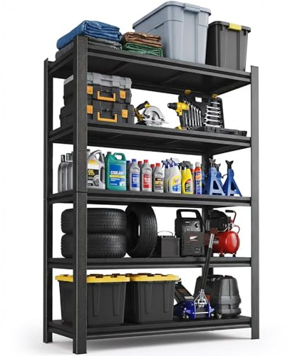 Notmise Garage Shelving Easy Assemble Heavy Duty 5-Tier, 2200Lbs Metal Storage Adjustable for Pantry Basement(59 H x 28 W x 14 D)