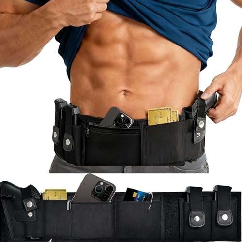 ZONSUSE Fondina per Pistola Fascia Addominale, Fondina Tattica Nascosta in Vita, Fondina Ventrale Regolabile Multifunzione, per Glock 19, 17, Ruger LCP, S&W M&P Shield Maggior Parte Delle Ppistole