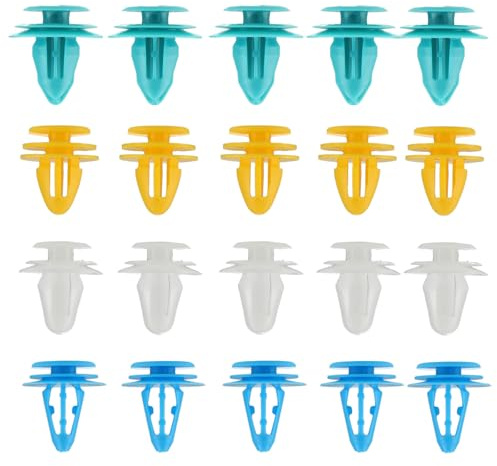 Aihoom 60pcs Clips de Fixation Voiture, Agrafes Plastique Universelles Quatre Tailles Allant de 8mm à 10mm, pour Auto Voitures Panneaux de Portes, Convient à la Plupart des Véhicules