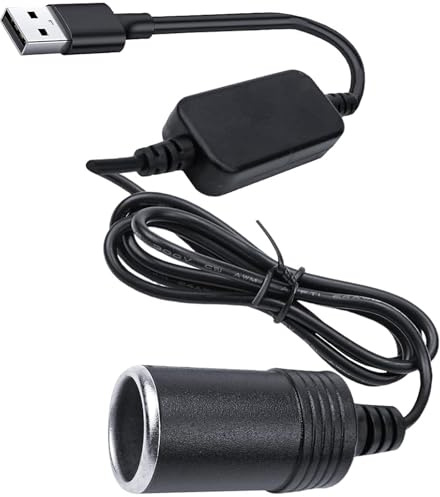 Adaptador Usb a Mechero Hembra, Usb A Plug To 12V Car Cigarette Lighter, 12V Adaptador De Encendedor Cigarrillos, Usb Con Pantalla De Voltímetro, Para Cámara Coche,Detector Radar,Gps Grabadora Coche