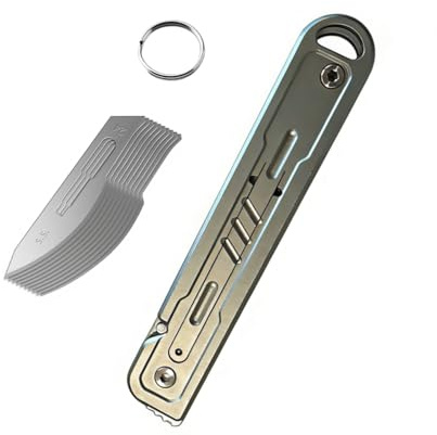 Mini Folding Scalpel, All-Steel Pocket Box Opener, Multitool EDC Pocket Tool with 10 Replaceable, EDC Gadgets for Outdoor Camping, DIY, Gift for Men(Silvery)