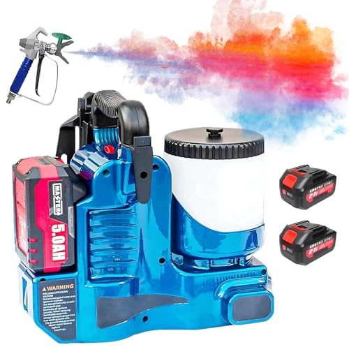 ROGHA Pistola a spruzzo elettrica Portatile ad Alta Pressione (15 MPa) da 1.2L, con Batteria al Litio da 21 V, 6 velocità Regolabili, per Vernice al Lattice, Uso Commerciale e Domestico 2Battery