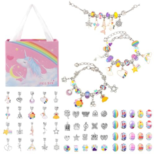 Bijoux enfants fille, Kit bracelet fille, Calendrier de l'avent bijoux | Kit de bricolage, Cadeau pour les 5, 6, 7, 8, 9, 10, 11 et 12 ans, Ensemble coloré