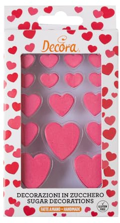 Decora 0500355 Confezione da 16 Cuori In Zucchero