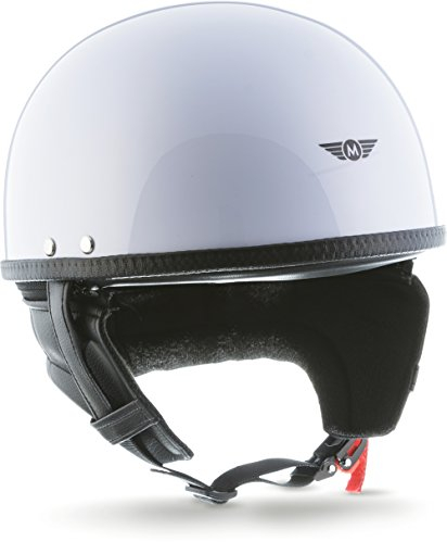 Moto Helmets® D22 „White“ · Brain-Cap · Halbschale Jet-Helm Motorrad-Helm Roller-Helm Retro · Fiberglas Schnellverschluss SlimShell Tasche M (57-58cm)