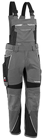Grizzlyskin - Salopette da lavoro unisex, taglia normale, pantaloni da lavoro per uomini e donne, pantaloni protettivi Codura, con molte tasche grigio/nero 58