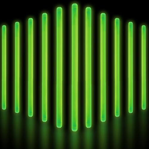 Glow Fever 25,4cm (10) Bâtons Lumineux Verts - 50 Pcs. Bâtons Lumineux fluorescents Accessoires de fêtes fluos pour Soirée, Festival, Halloween et Mariage - Lumière de Soirée