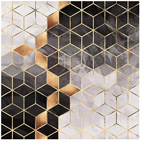 Bilderwelten Tapete selbstklebend - Schwarz Weiß goldene Geometrie - Vliestapete 192 x 192cm