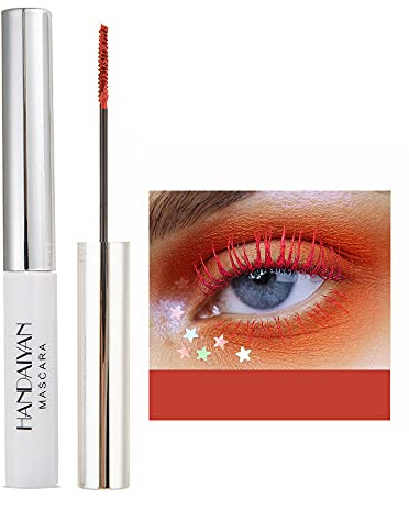 OCHILIMA Mascara 4D, mascara in fibra colorata, incantevole mascara di lunga durata, ciglia spesse/lunghe, trucco per gli occhi impermeabile e resistente alle sbavature (corallo rosso)