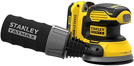 STANLEY FATMAX SFMCW220D1S-QW - Lijadora rotorbital 18V, 12.000 rpm, Incluye bolsa de transporte, 1 batería 2Ah, 1 cargador 2Ah Gama FATMAX V20