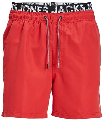 Jack & Jones Jpstfiji Jjswim Db Wb Ly Sn Bañador corto, Hombre, Rojo, XL