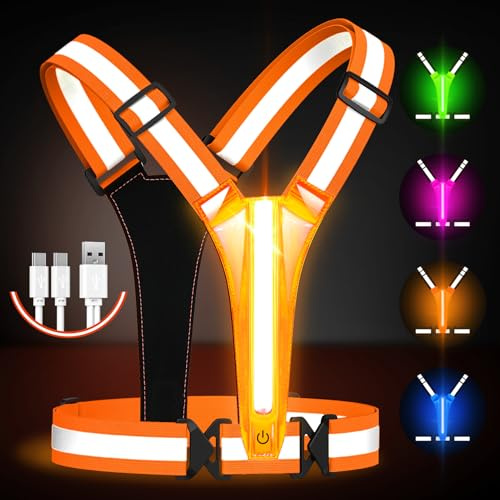 Fokia Kunbio Gilet Riflettente Running - LED Gilet Riflettente per Bicicletta, Lampada da Corsa, Gilet Fluorescente di Sicurezza, Gilet Luminoso per Bicicletta, Lampada da Jogging