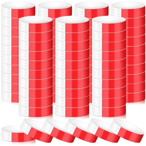 Aoriher 600 Pezzi Braccialetti per Eventi Braccialetto Impermeabile per Ingresso Bracciali di Carta per Concerto Leggeri per Feste Sicurezza Discoteca Parchi Acquatici (Rosso)