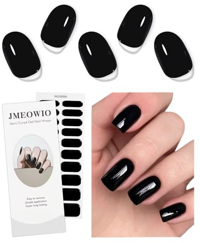 JMEOWIO Unghie Gel Adesive Nero Halloween Gel Nail Stickers Adesivi Unghie Gel Uv Decorazioni Unghie Nail Art Disegni