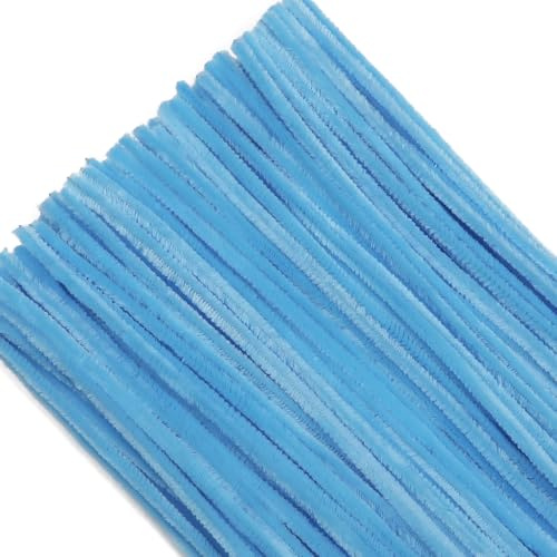 TOAOB 100 st Chenille-trådstavar Cure Pipes Cleaner Ljusblå Blandade rengöringstillbehör set 6 mm x 300 mm för gör-det-själv hantverk, dekoration, hobbytillbehör