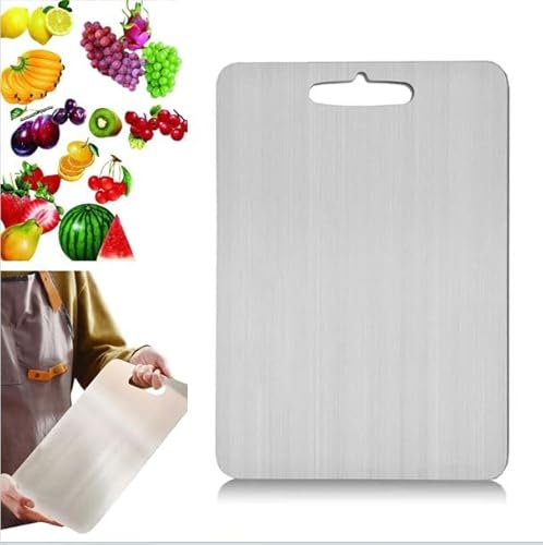 Planche à découper 100 % titane pur pour cuisine - Hygiène et durabilité - Double face - Qualité médicale - Bon outil pour la cuisine (1 pièce, 46 x 30 cm)