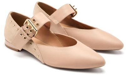 Gioseppo - Bailarinas| Gioseppo Bailarina de Piel Detalle Hebilla en el Empeine para Mujer Grantham| Bailarina Plana| Mujer Talla 37 Nude