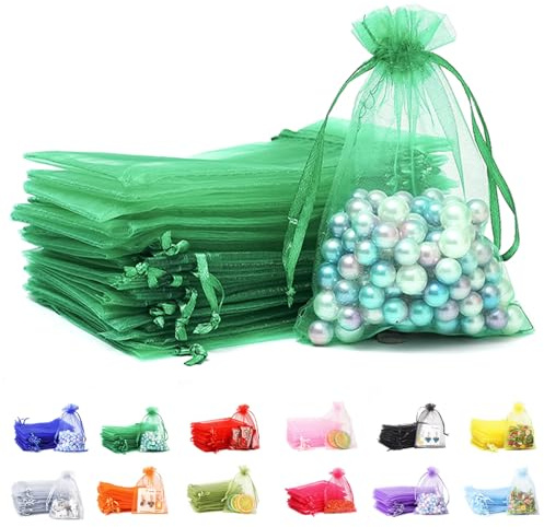 POPOYU Sacs cadeaux en organza transparent avec cordon de serrage pour fête de mariage, Noël, sacs en maille pour bijoux, maquillage