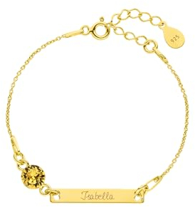 Personalisierbares Taufarmband mit Geburtsstein und Gravur, länglich, Baby Armband, Geschenk zur Taufe für Junge und Mädchen, 925 Sterling Silber, mit Namensgravur