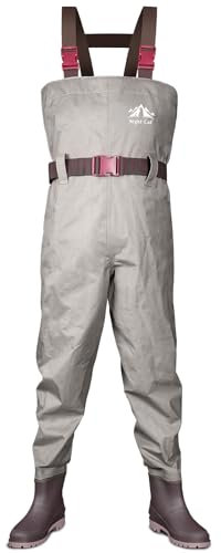 Night Cat Wathose wasserdichte für Damen Herren Atmungsaktive Wathose mit Stiefeln Grau 45