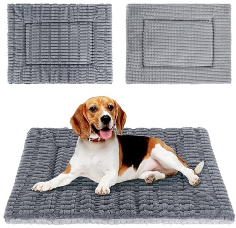 IEUUMLER Hundebett, Waschbare Hundematte, Memory Foam Hundekissen Flauschig und Warme Hundedecke für Unterwegs, Katzenkissen für Große und Kleine Hunde oder Katze FC020 (Grau, L-90x70cm)