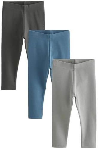 NEXT Niños Pack de 3 Leggings de Punto Acanalado Azul/Carbón 18 Meses-24 Meses
