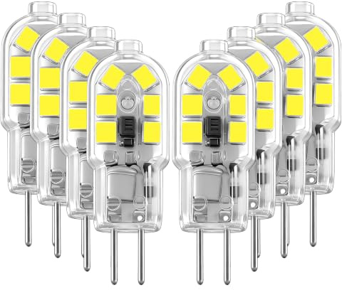 Zyrvolux G4 LED Birnen 20W Äquivalent, 360° Flackerfrei, 12V AC/DC, Bi-Pin Sockel (MR11 GU4/GZ4) - Kaltesweiß 6000k, 8er-Set für Unterschrank-Pucklichter, Kronleuchter, Wohn- & Gewerbeleuchten