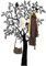 HOMCOM Garderobenhaken Wandgarderobe in Baum-Form mit 4 Vögeln Garderobenleiste mit 8 Haken Wanddekoration für Jacken, Mäntel, Hüte, Schals, Handtaschen, 120 x 175 cm, Schwarz