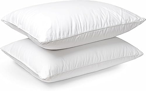 L S U Duck Feather Down Pillow Hotel Quality 100% Microfibre Cover Hypoallergenic Head Neck Support Double Stitched Pack of 1,2 (Pk 2)