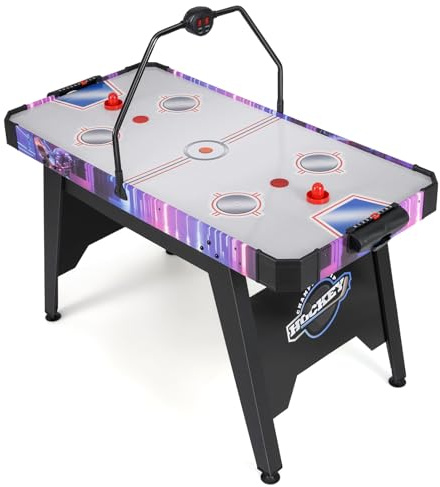 GOPLUS Airhockeybord, lufthockeybord med LED-digital display, manuell poängräkning, kraftfull 12 V motor, 2 puckar och 2 klubbor, hockeyspel för barn och vuxna, lekrum, kontor