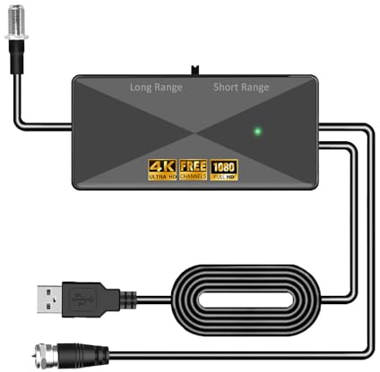 Indoor TV Antenna Amplifier, Digital Antenna Signal Booster, 25dB High Gain Powerful Antennas Booster, Suit for All TV Antennas (Black)