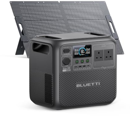 BLUETTI Elite 200 V2 Portable Power Station with 100W Solar Panel | Home Backup & Camping, RV Compatible, Solar Charging, 2073.6Wh Capacity, 2600W Output