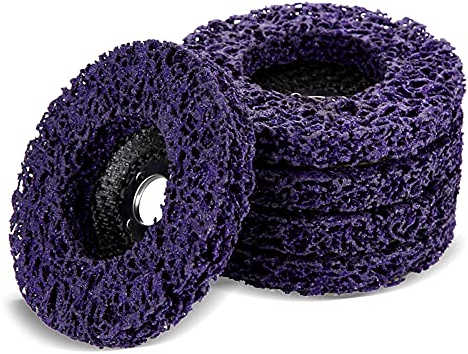 5 Piezas 100mm Disco Abrasivo, Discos de Desbaste Poly Strip Rueda Disco, Abrasivo Grinders Herramienta Limpia para Eliminación Oxido Pintura Descamación Púrpura y Oro
