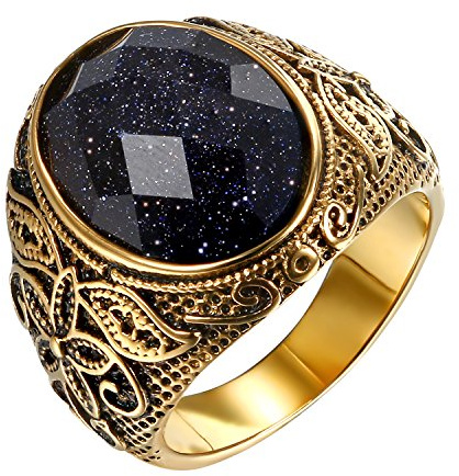 OIDEA Ring herr rostfritt stål vintage biker herr brun sten rostfritt stål ring herr ring punk rock, 67 (21.3), Rostfritt stål