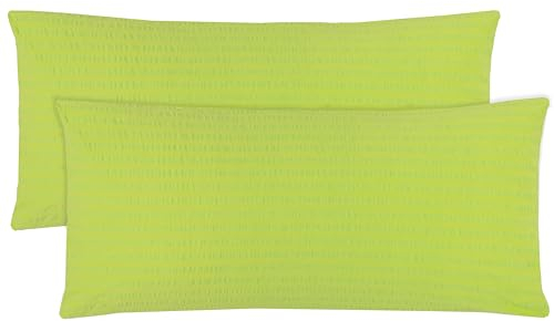 ZOLLNER 2er Set Kissenbezüge mit HV20 100% Baumwolle, 40x80 cm, Grün