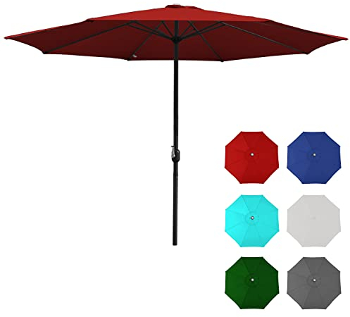 Jiubiaz 3.5m Sonnenschirm Gartenschirm UV30+ Wasserabweisende UV-Schutz Rund Ampelschirm Farbwahl mit Handkurbel Marktschirm für Balkon, Terrasse & Garten