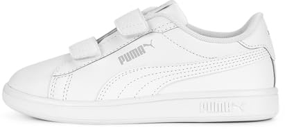 PUMA Unisex Kids Smash 3.0 L V Ps Baskets, Puma White Cool Light Gray, 33 EU