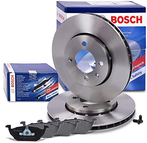 Bosch Bremsenset Vorderachse inkl. Bremsscheiben Vorne Ø 255,9 mm Belüftet und Bremsbeläge Vorne, Passend für SEAT Mii, SKODA CITIGO (NF1), E-CITIGO, VW UP! (121, 122, BL1, BL2, BL3, 123)