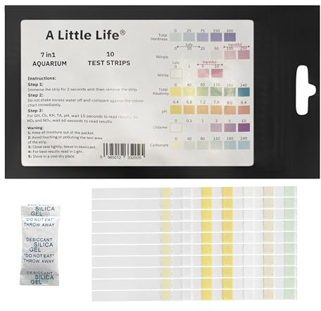 7 in1 Aquarium Test Strips, Fish Tank Tester Kit (10-200x strips) A Little Life (10 Strips)