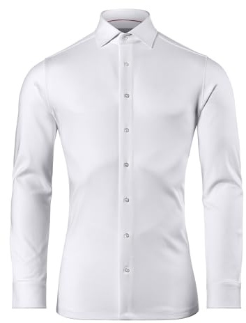 Vincenzo Boretti Chemise, Slim-fit/Taille cintrée, Jersey - Infroissable Blanc 39-40