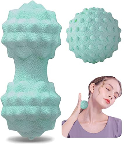 Massage Ball Set, Peanut Massage Ball Double Lacrosse Massage Roller Balls, Acupoint Myofascial Release Muscle Knot Ball, Deep Tissue Trigger Point Therapy Massage Tool for Back Neck Shoulder (Green)