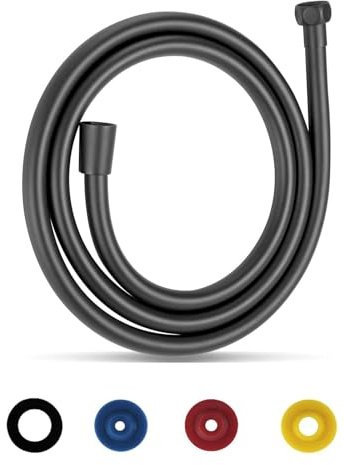 GEFIRE Svart PVC Duschslang 2 m/79 tum, Explosionssäker, Läckagesäker, Universell Duschrep för Dusch eller Bidé Spruta