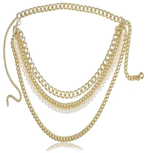 DHSWNNG Kettengürtel Damen Perle