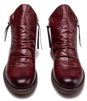 ENWIND Hommes Bottes De Chevalier Chelsea Fermeture Éclair sur Les Deux Côtés Bottines,Rouge,43 EU
