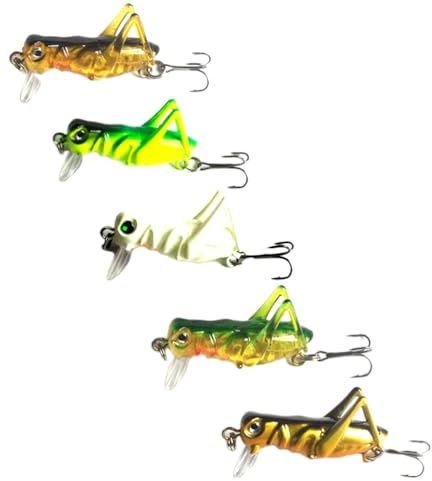 Happyyami Leurres De Pêche Artificiels Sauterelle 10 Pièces Lumineux avec Hameçons Métalliques Solides Leurres Flottants pour Eau Douce 1.57X1.57X0.79 Pouces