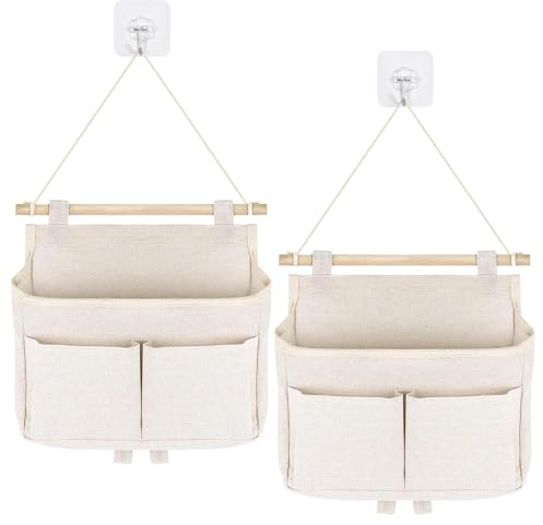 2 Stück Wand Hängender Hängeaufbewahrung,Hängende Aufbewahrungstasche,3 Fächer mit Klebriger Haken,Faltbare Hängetasche, Tür organizer kinderzimmer,für Zuhause, Büro,Geschäft, Wohnmobil