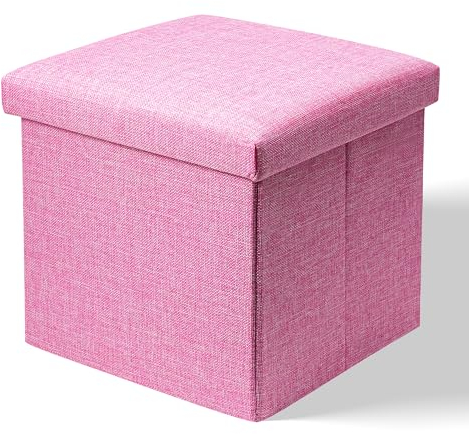 TRIXES Rosa Ottomane-Aufbewahrungsbox mit Deckel, Flache Aufbewahrungsbox, Spielzeugkiste, Pouffe-Fußhocker mit Aufbewahrung, Erinnerungsbox, Gadget-Aufbewahrung…