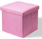 TRIXES Storage Ottoman, Footrest Box with Lid, Bed End Stool, Flat Pack Storage Cube, Toy Box, Pouffe Footstool with Storage, for Living Room, Bedroom or Playroom, 30 x 30 x 30 cm - Pink