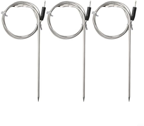 Sileduove 3× Grillthermometer, Edelstahl Fleischfühler Ersatzfühler Für Ink-bird BBQ Thermometer BBQ Küchenthermometer Sensor,Grillthermometer Bratenthermometer Hochwertige Ersatzsonde Sensor