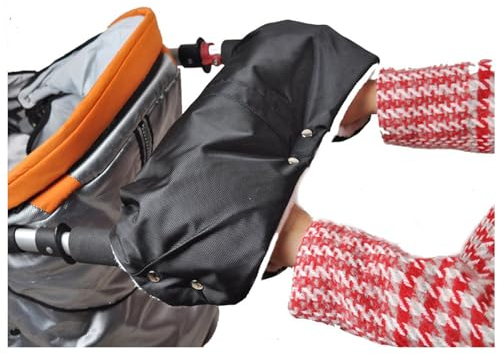 Kinderwagen Zubehör, Kinderwagen Handwärmer, Handmuff mit Fleece Innenseite,Hält die Hände im Winter Warm, Wasserdicht, Universalgröße Handwärmer für Kinderwagen, für Kinderwagen(Schwarz)
